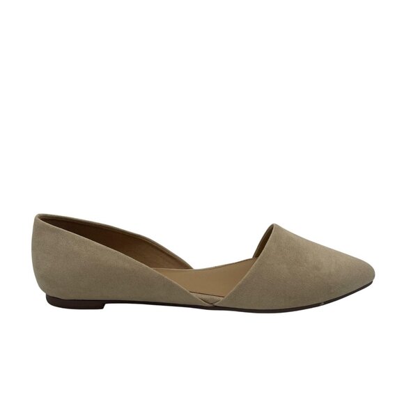 J Crew Shoes Womens Size 9.5 Beige Pointed Toe D'Orsay Flats Suede Slip On Work - Picture 1 of 12